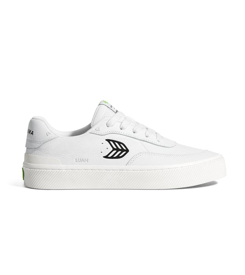 LUAN PRO White Premium Leather Black Logo Sneaker