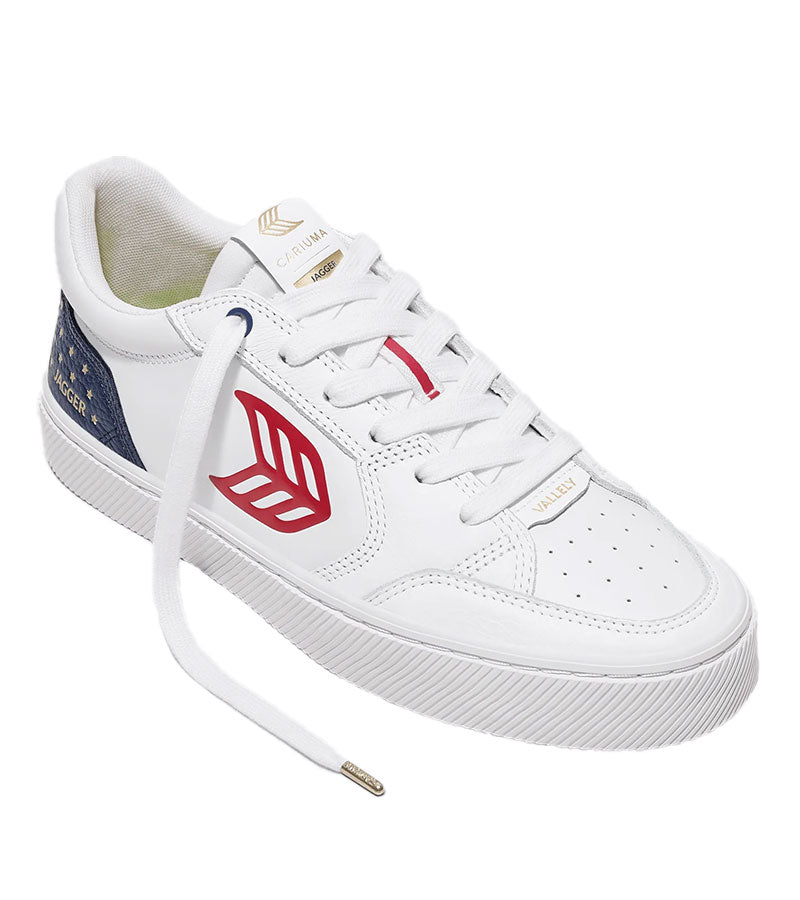 VALLELY PRO Jagger 2024 White Leather Blue Accents Red Logo Sneaker