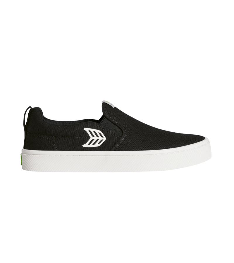 SLIP-ON Black Canvas Off-White Logo Sneaker