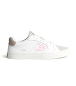 SALVAS White Premium Leather Vintage White Suede Rose Logo Sneaker