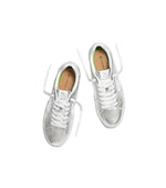 SALVAS Metallic Silver Leather White Logo Sneaker