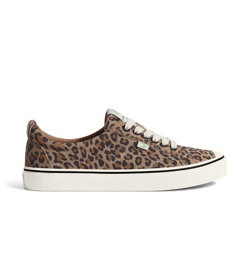 OCA Low Stripe Leopard Print Suede Sneaker