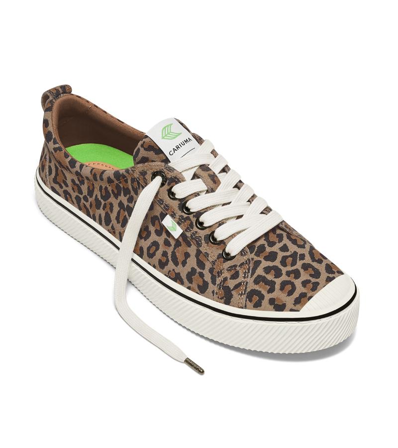 OCA Low Stripe Leopard Print Suede Sneaker
