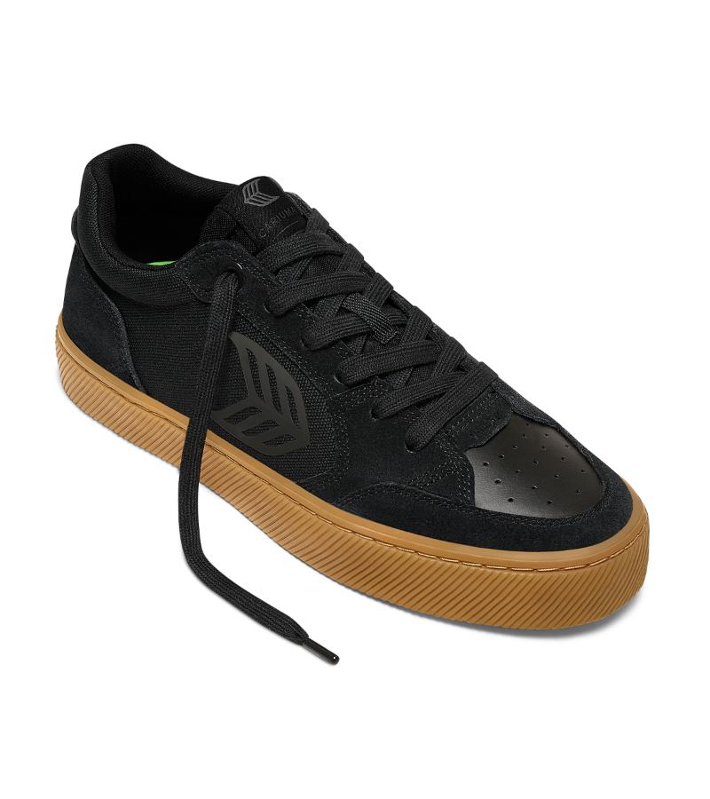 VALLELY PRO Gum Black Suede and Cordura Ash Grey Logo Sneaker
