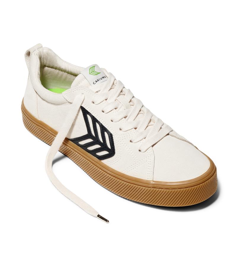 CATIBA PRO Low Gum Vintage White Suede and Canvas Black Logo Sneaker