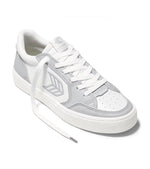 VALLELY White Leather Onyx Grey Accents Sneaker