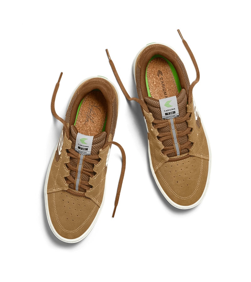 T20 PRO Camel Suede and Mesh Ivory Logo Sneaker