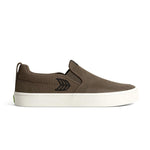 SLIP-ON PRO Dark Khaki Suede and Canvas Black Logo Snekaer Sneaker