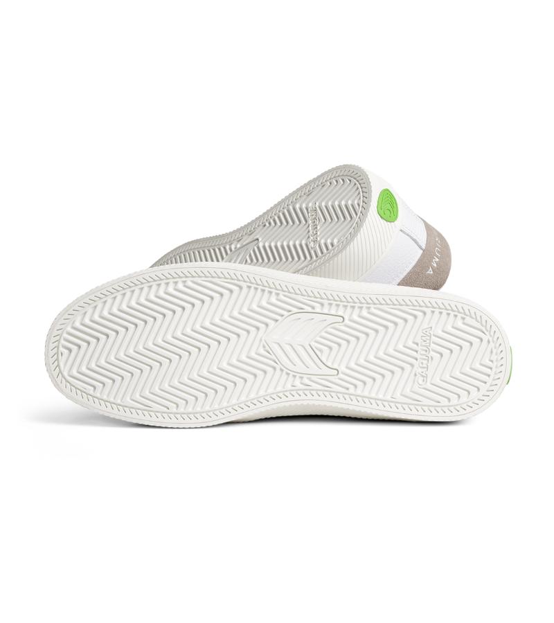 SALVAS White Premium Leather Vintage White Suede Rose Logo Sneaker