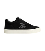 VALLELY Black Suede Steel Grey Logo Sneaker