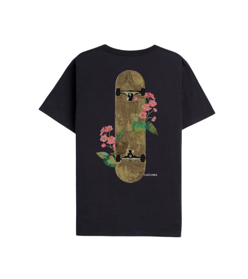 T-Shirt Black Floral Skateboard