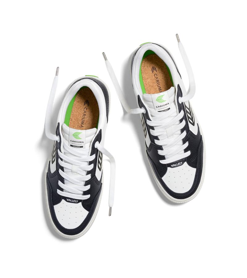 VALLELY White Leather Black Accents Sneaker