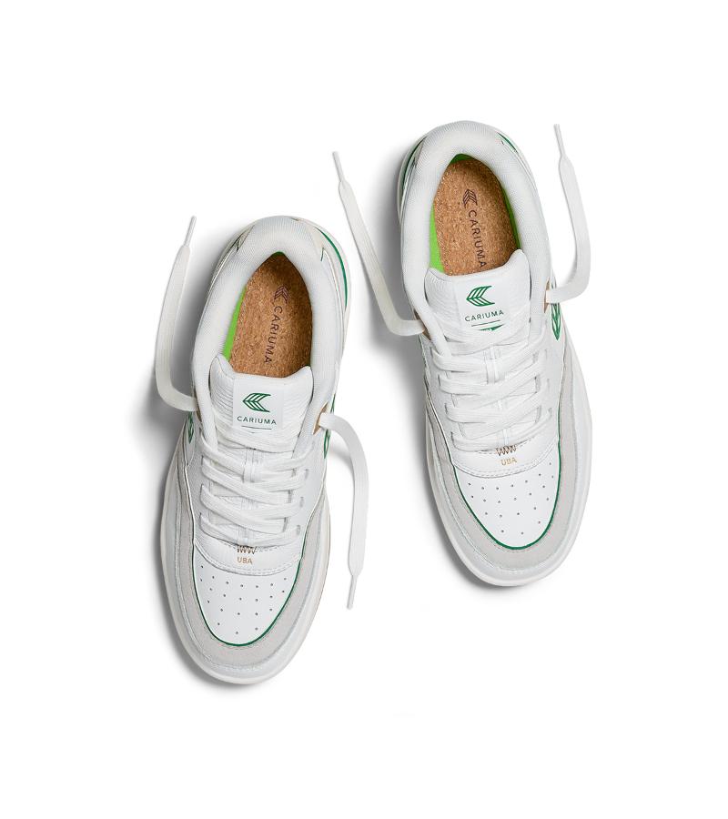 UBA Gum White Leather Green Logo Sneaker