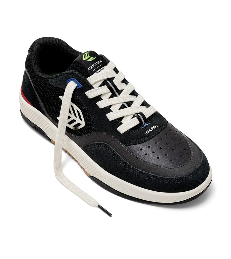 UBA PRO Black Suede and Mesh Ivory Logo Red Sneaker