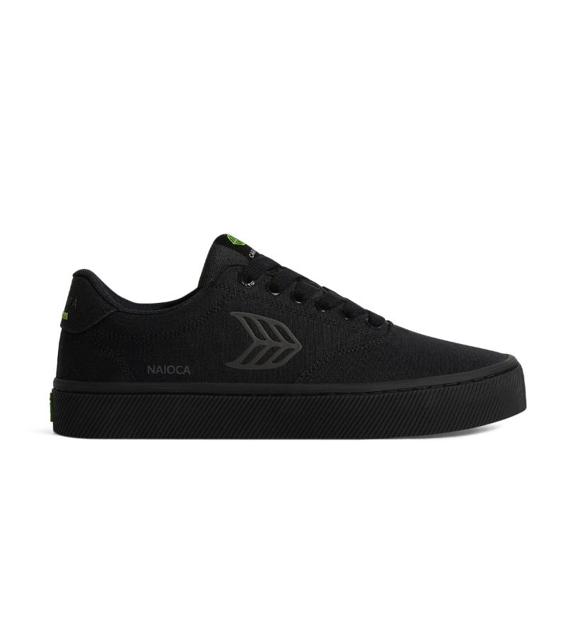 NAIOCA All Black Canvas Ash Grey Logo Sneaker