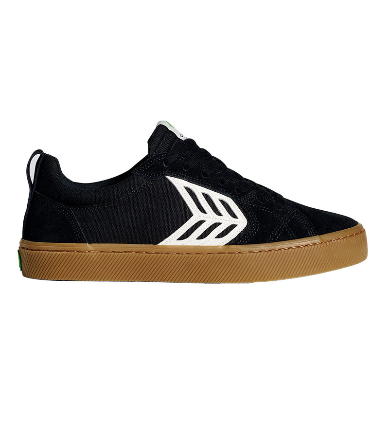 CATIBA PRO Low Gum Black Suede and Canvas Ivory Logo Sneaker