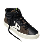 CATIBA PRO High Black Premium Leather Dark Khaki Suede Ivory Logo Sneaker