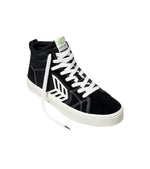CATIBA PRO High Black Suede and Canvas Contrast Thread Ivory Logo Sneaker