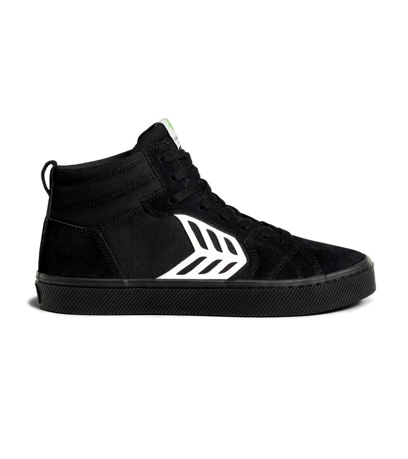 CATIBA PRO High All Black Suede and Canvas Ivory Logo Sneaker