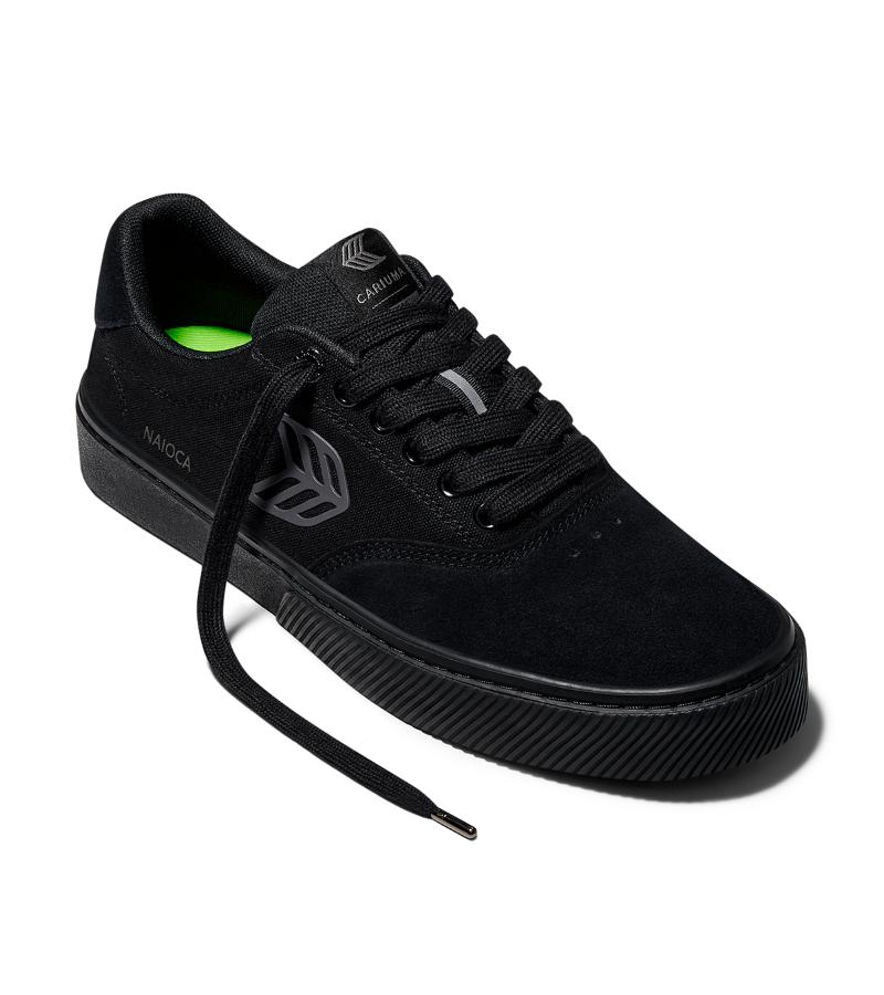 NAIOCA PRO All Black Suede and Canvas Ash Grey Logo Sneaker
