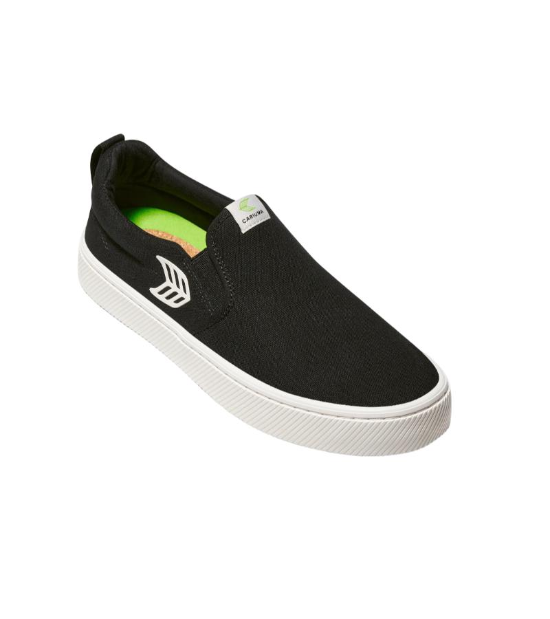 SLIP-ON Black Canvas Off-White Logo Sneaker