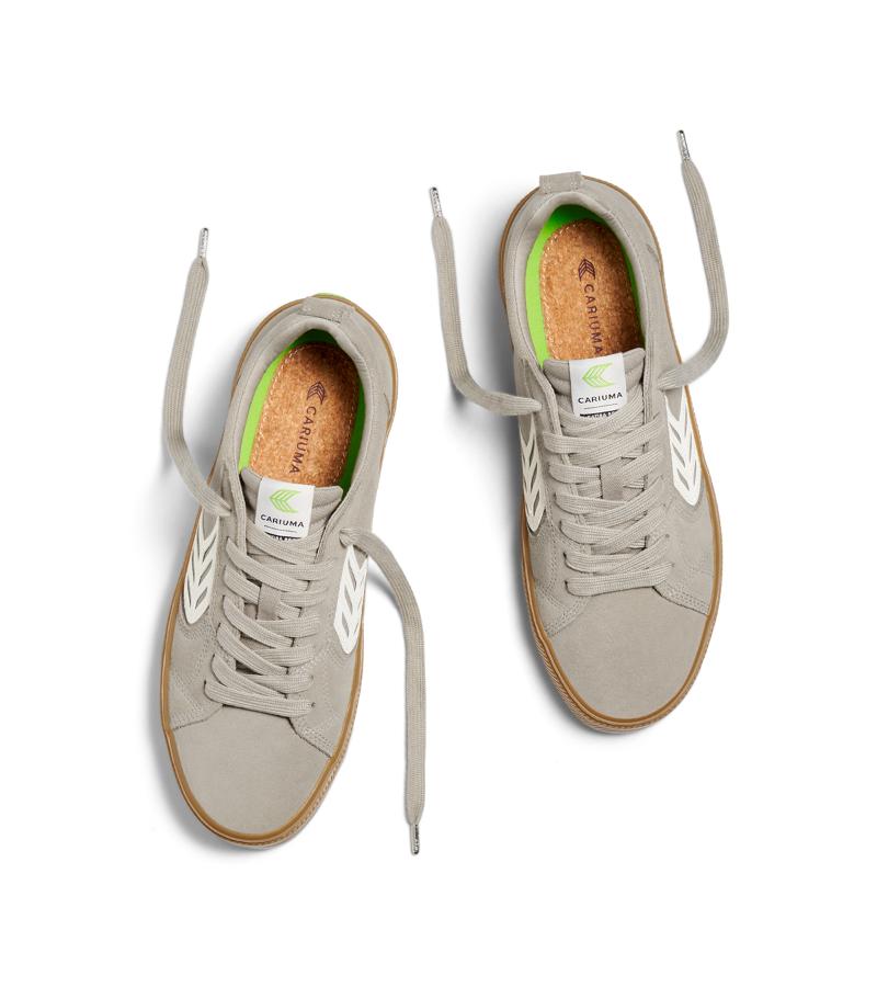 CATIBA PRO Gum Cloud Grey Suede and Canvas Ivory Logo Sneaker