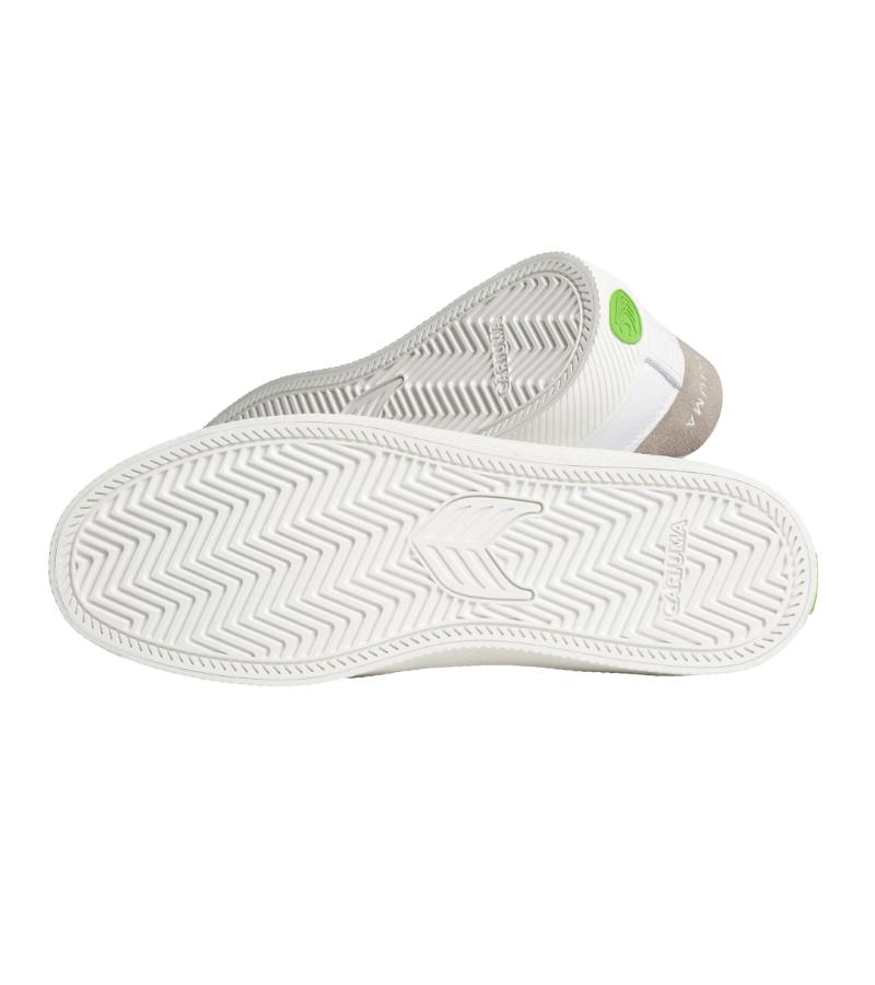 SALVAS White Premium Leather Vintage White Suede Black Logo Sneaker