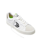 SALVAS White Premium Leather Vintage White Suede Black Logo Sneaker