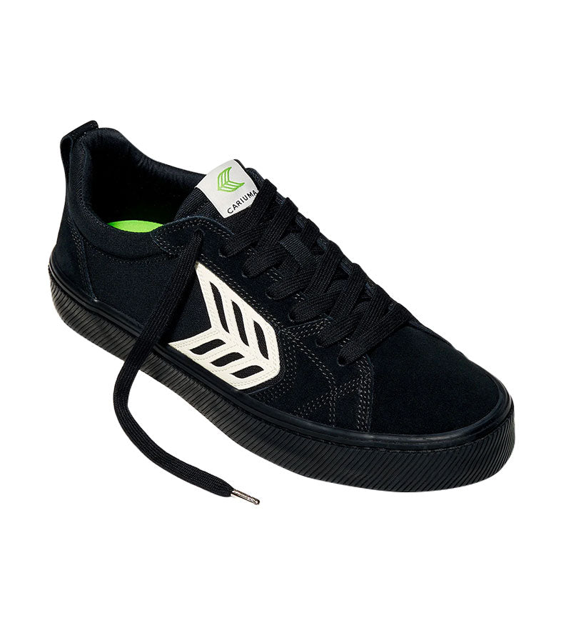 CATIBA PRO Low All Black Suede and Canvas Ivory Logo Sneaker