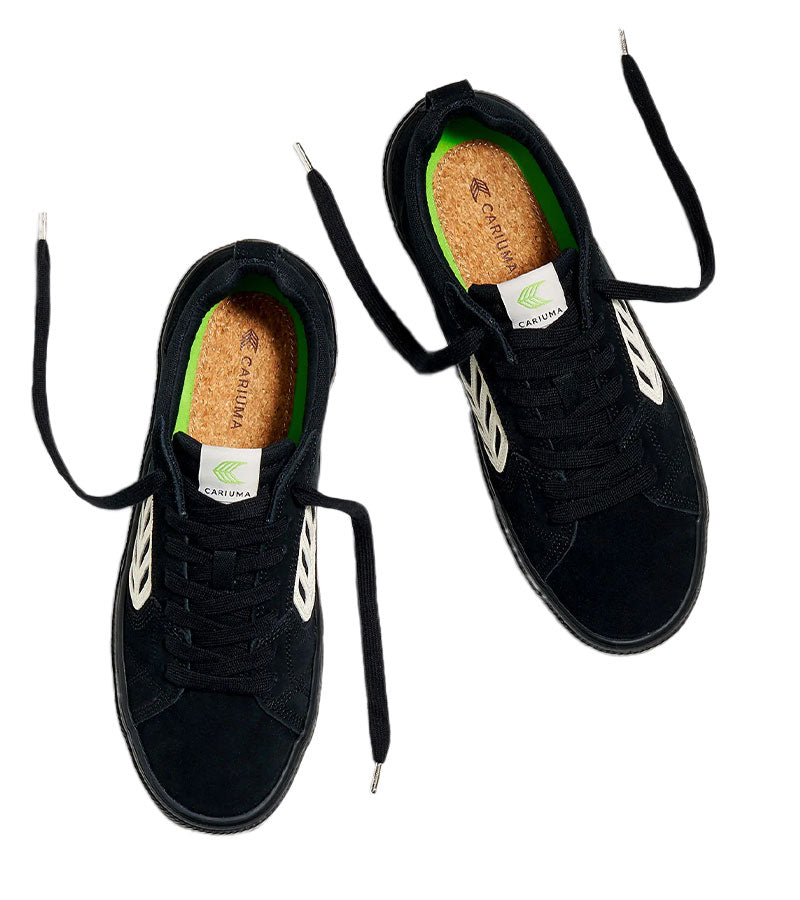 CATIBA PRO Low All Black Suede and Canvas Ivory Logo Sneaker