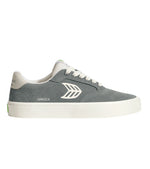 NAIOCA Charcoal Grey Suede Ivory Logo Sneaker
