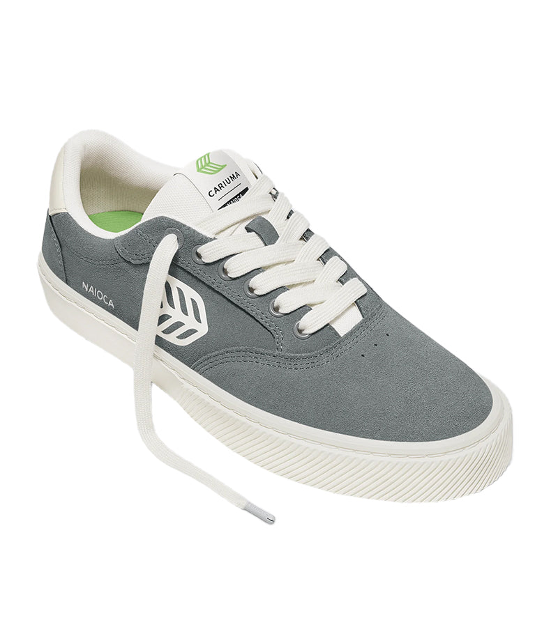 NAIOCA Charcoal Grey Suede Ivory Logo Sneaker