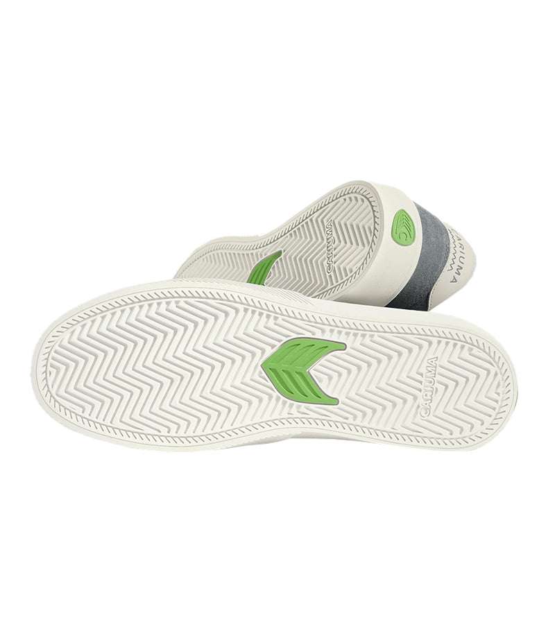 NAIOCA Charcoal Grey Suede Ivory Logo Sneaker