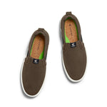 SLIP-ON PRO Dark Khaki Suede and Canvas Black Logo Snekaer Sneaker