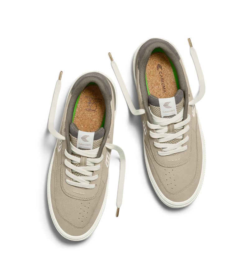 LUAN PRO Plaza Taupe Suede Ivory Logo Sneaker