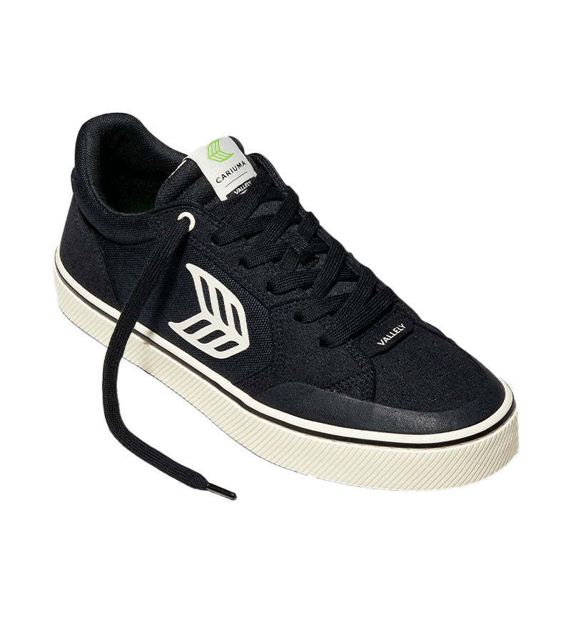 VALLELY PRO Black Suede and Cordura Ivory Logo Sneaker