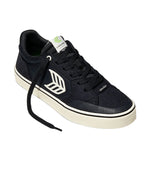 VALLELY PRO Black Suede and Cordura Ivory Logo Sneaker