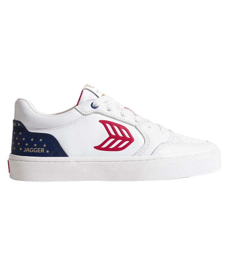 VALLELY PRO Jagger 2024 White Leather Blue Accents Red Logo Sneaker