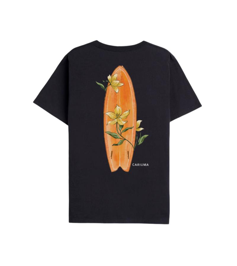 T-Shirt Black Floral Surfboard