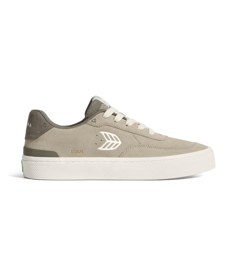 LUAN PRO Plaza Taupe Suede Ivory Logo Sneaker
