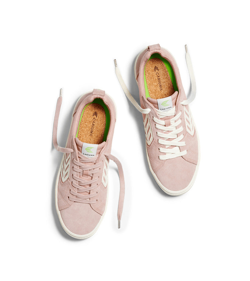 CATIBA PRO Low Rose Suede and Canvas Ivory Logo Sneaker