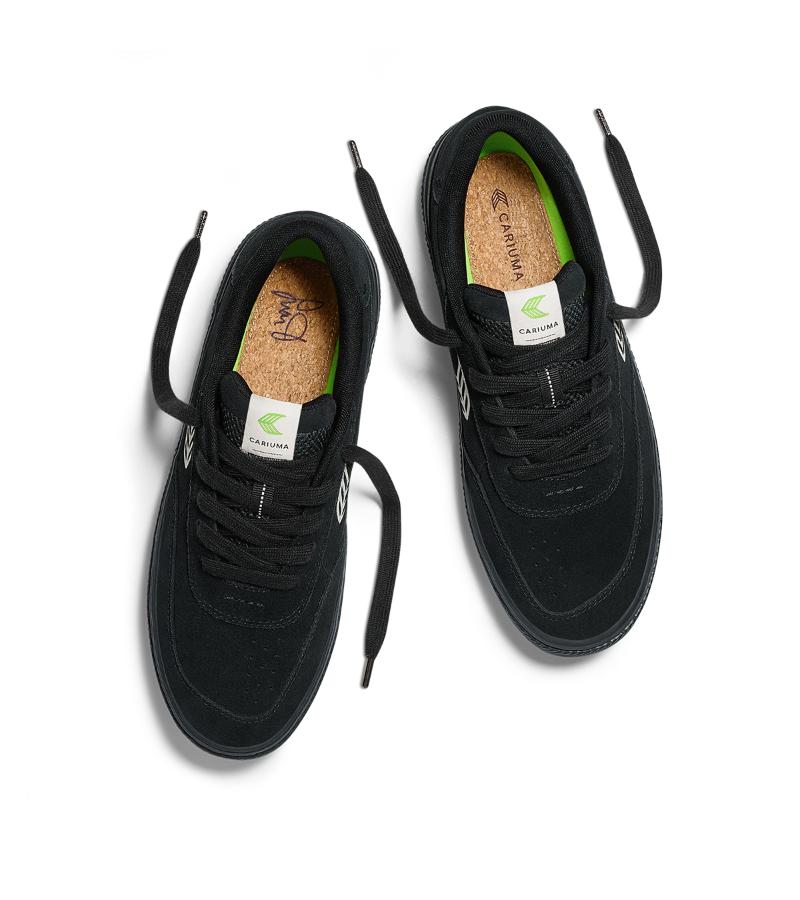 LUAN PRO All Black Suede Ivory Logo Sneaker