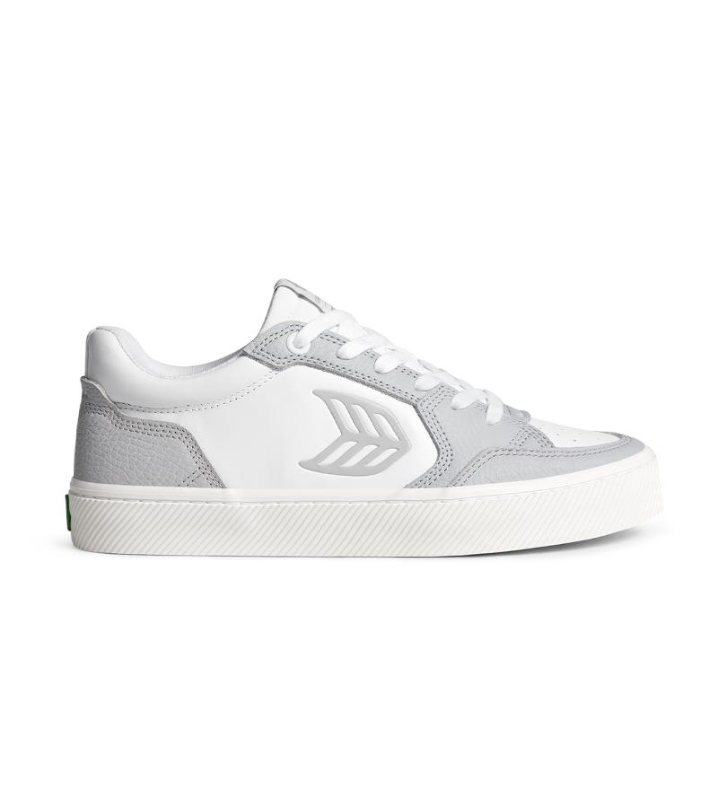 VALLELY White Leather Onyx Grey Accents Sneaker