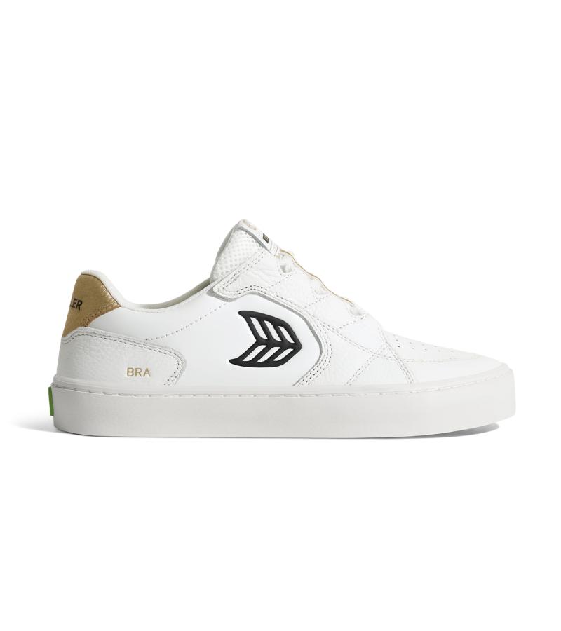 T20 PRO Hoefler 2024 White Premium Leather and Mesh Black Logo Gold Sneaker