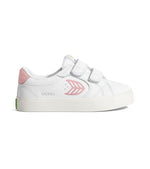 SALVAS White Premium Leather Rose Logo Sneaker Kids