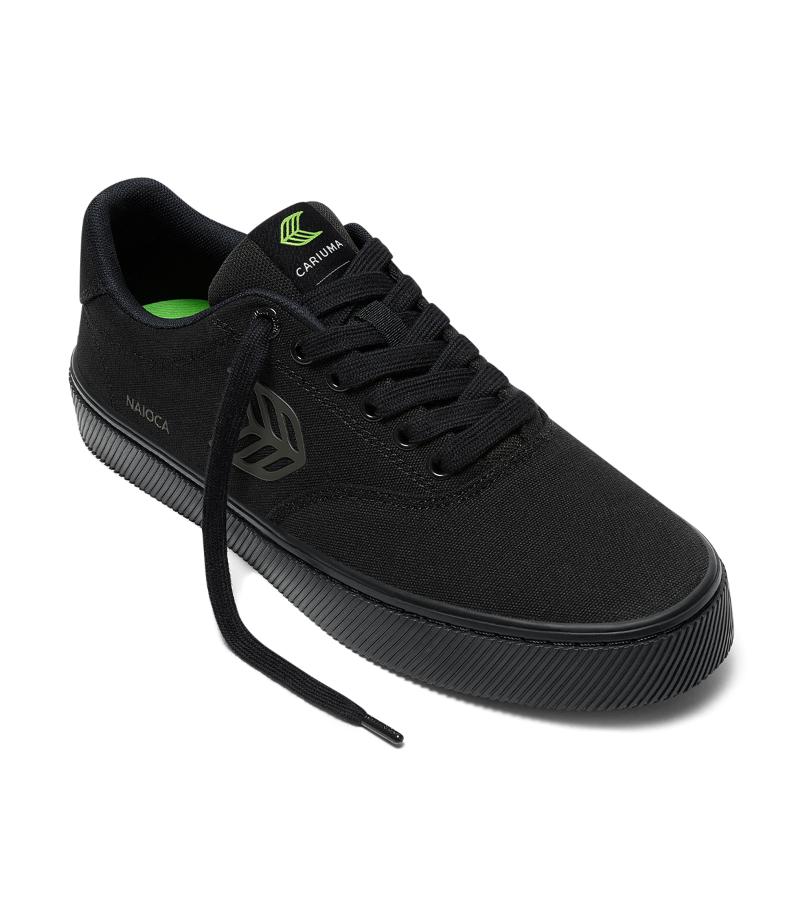 NAIOCA All Black Canvas Ash Grey Logo Sneaker