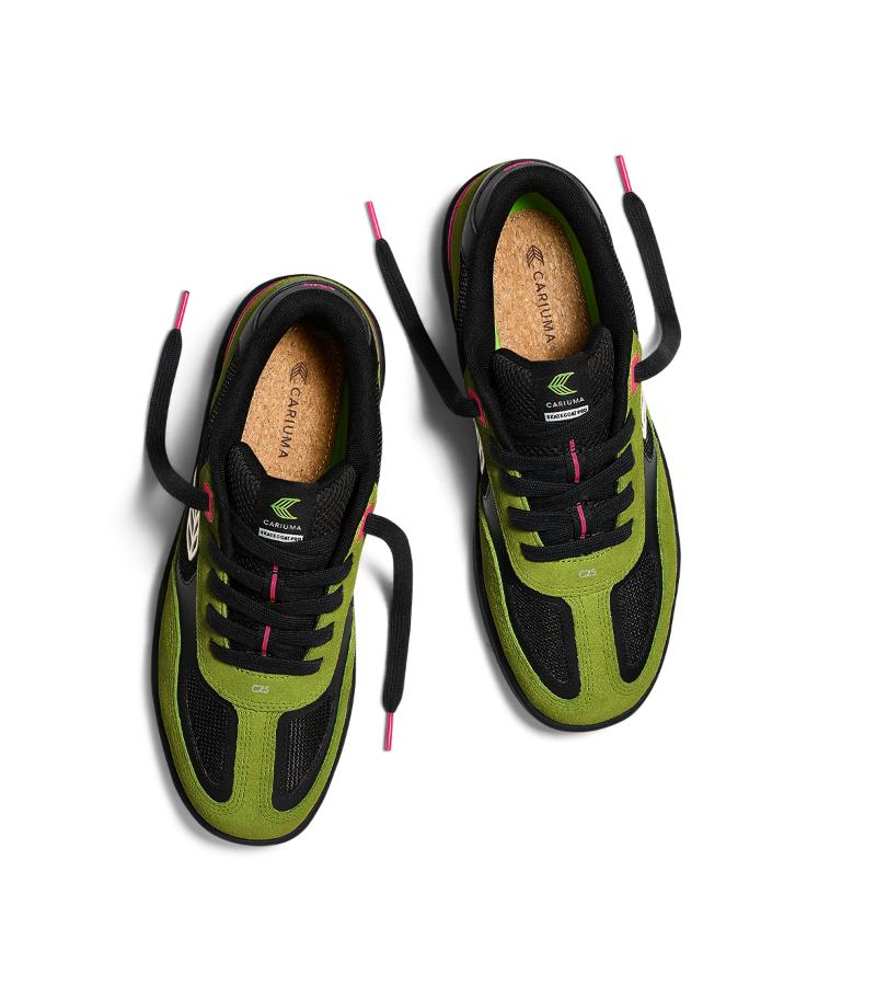 SKATEGOAT C25 PRO Lime Green Suede Black Mesh Ivory Logo Pink Sneaker