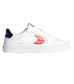 SALVAS White Leather Red Logo Navy Sneaker