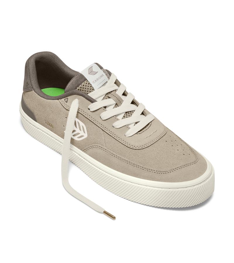 LUAN PRO Plaza Taupe Suede Ivory Logo Sneaker