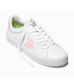 SALVAS White Leather Rose Logo Sneaker
